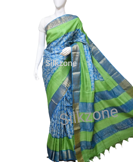 Pure Tussar Silk print saree