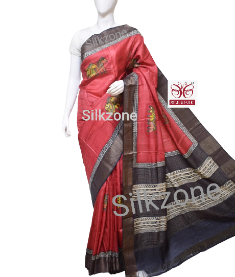 Pure Tussar Silk print saree