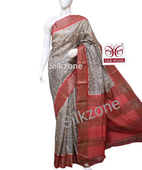 Pure Tussar Silk print saree