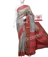 Pure Tussar Silk print saree