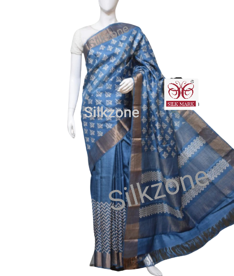 Pure Tussar Silk print saree