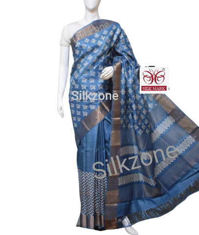 Pure Tussar Silk print saree