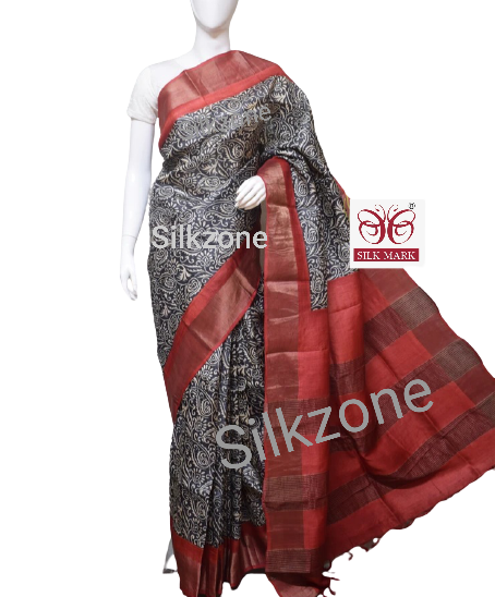Pure Tussar Silk print saree