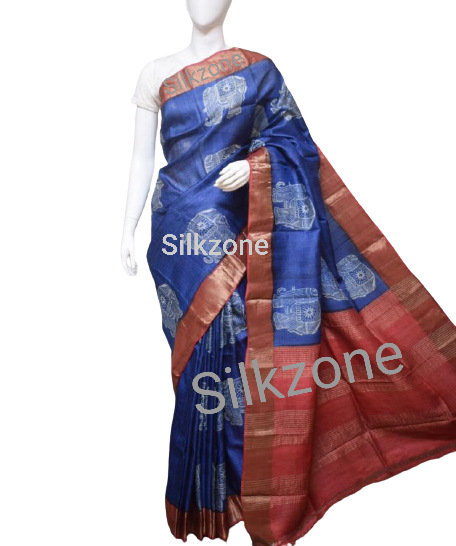Pure Tussar Silk print saree