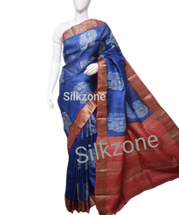 Pure Tussar Silk print saree