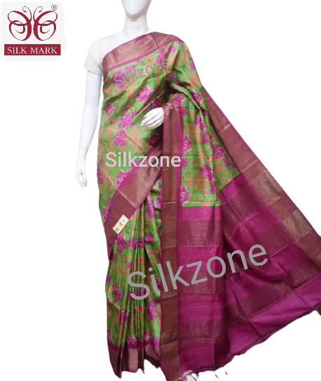 Pure Tussar Silk print saree