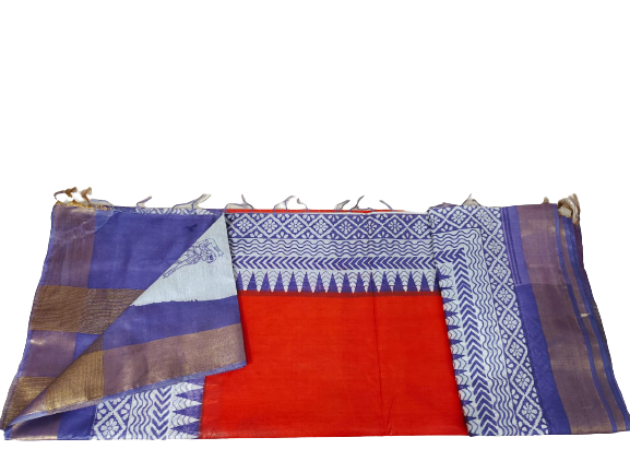 TUSSAR SILK PRINT SAREE