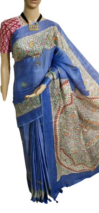 Katan silk madhubani print saree SILK ZON