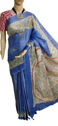 Katan silk madhubani print saree SILK ZON