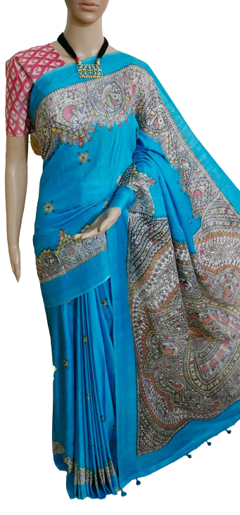 Katan silk madhubani print saree SILK ZON