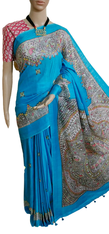 Katan silk madhubani print saree SILK ZON