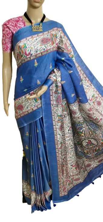 Katan silk madhubani print saree SILK ZON