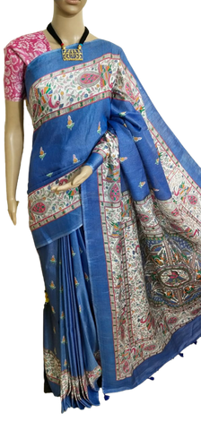 Katan silk madhubani print saree SILK ZON