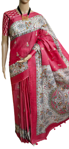 Katan silk madhubani print saree Silk ZONE