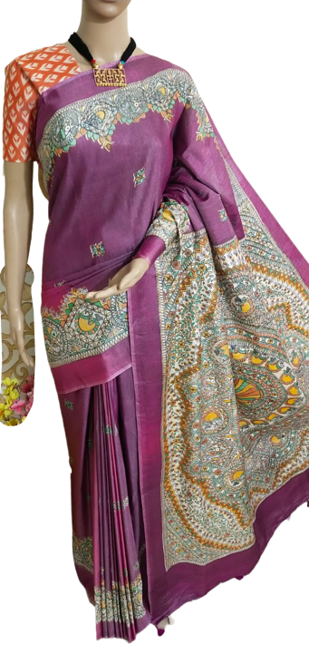 Katan silk madhubani print saree SILK ZON