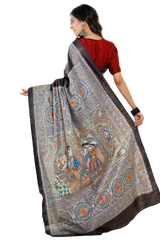 Pure Tussar Silk print saree