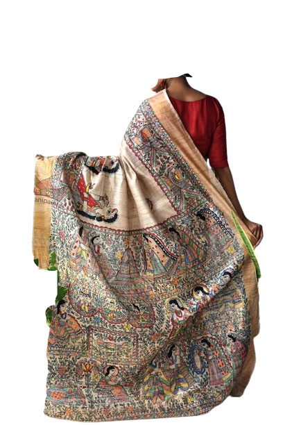 Pure Tussar Silk print saree