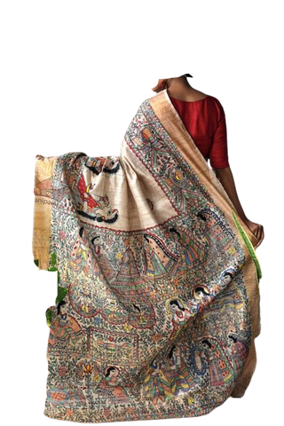 Pure Tussar Silk print saree