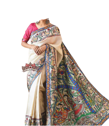 Pure Tussar Silk print saree