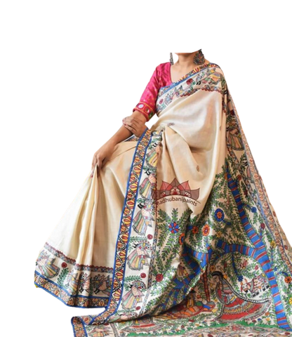 Pure Tussar Silk print saree