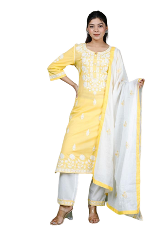 Khadi Cotton Embroidery Suit