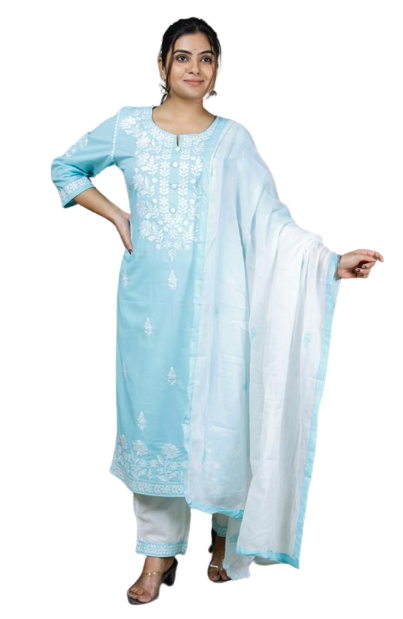Khadi cotton embroidery suit
