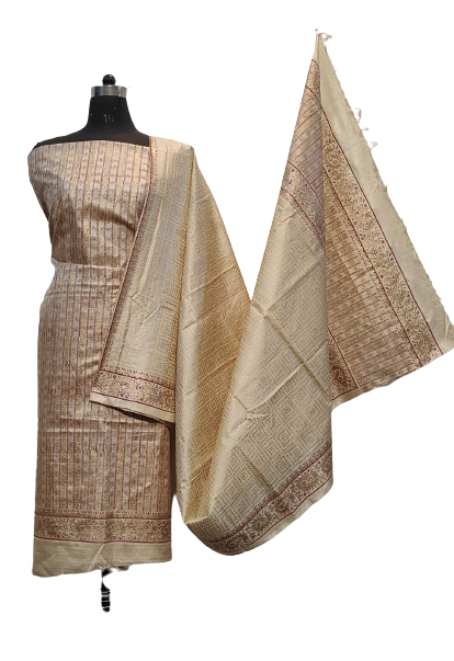 Pure tussar khadi print suit