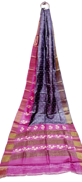 Tussar handblock print saree