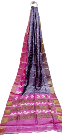 Tussar handblock print saree