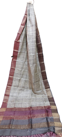 Tussar handblock print saree