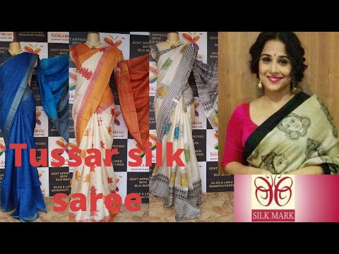 Tussar silk print saree