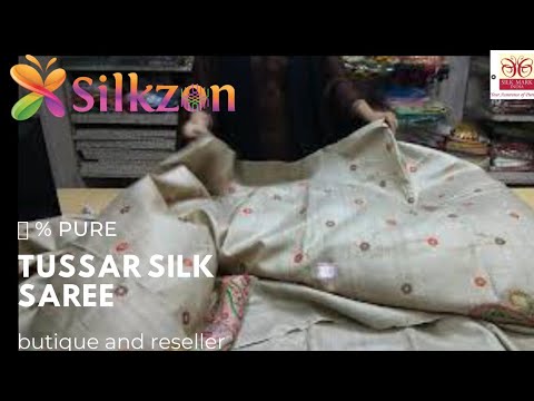 Tussar silk embroidery saree