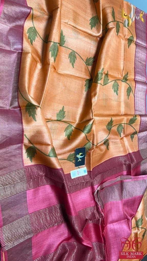Pure Tussar Silk print saree