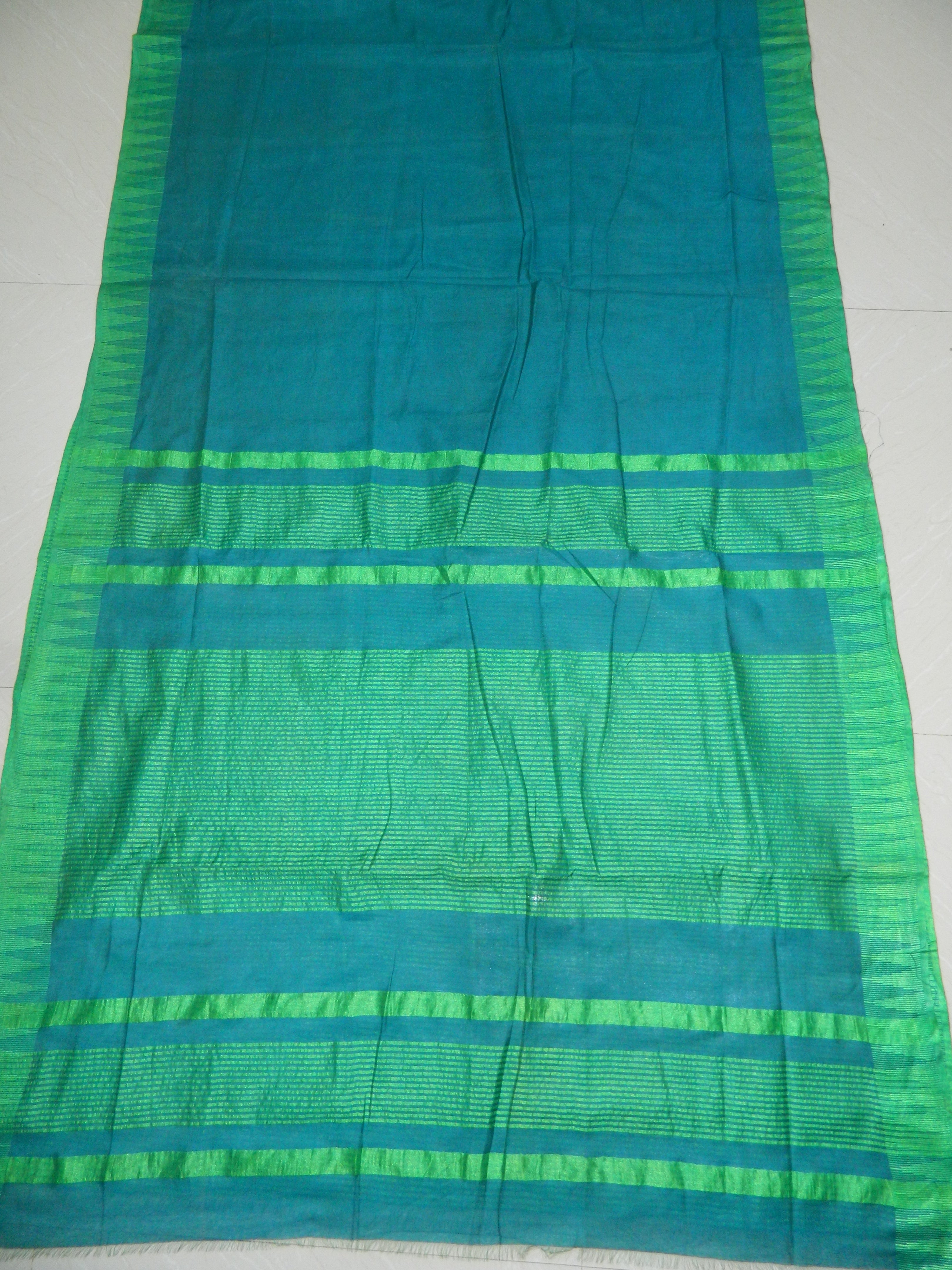 COTTON ART SILK TEMPLE BORDER  SAREE WITH BLOUSE INDIA SILK P.W.C.S. LTD