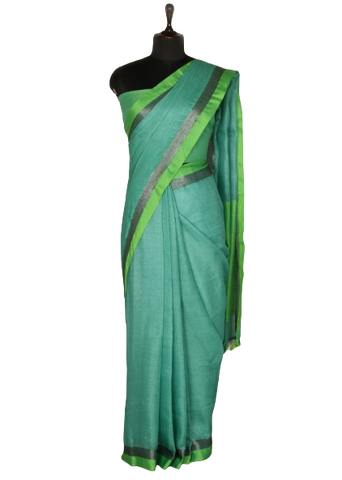 Linen slub Saree with contrast blouse INDIA SILK P.W.C.S. LTD