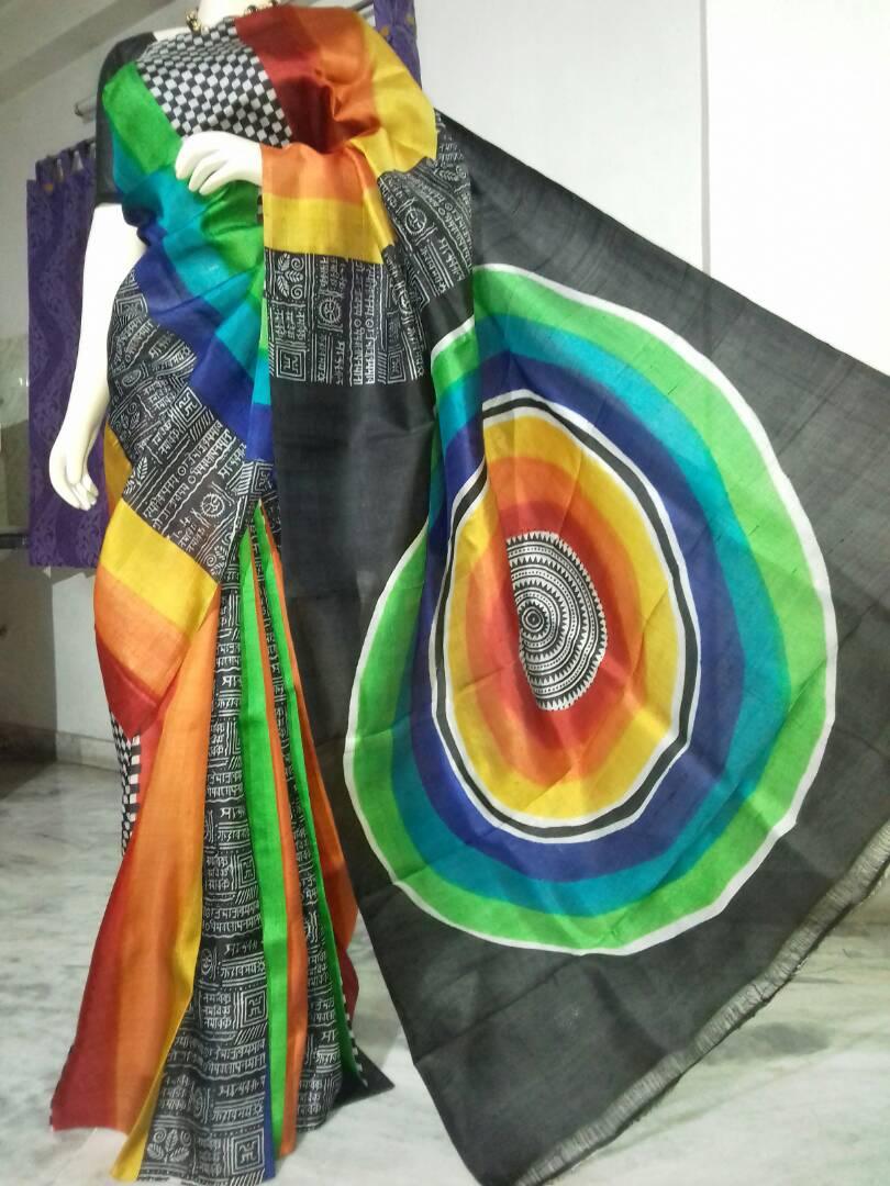 Tussar silk saree hand pent SILK ZONE